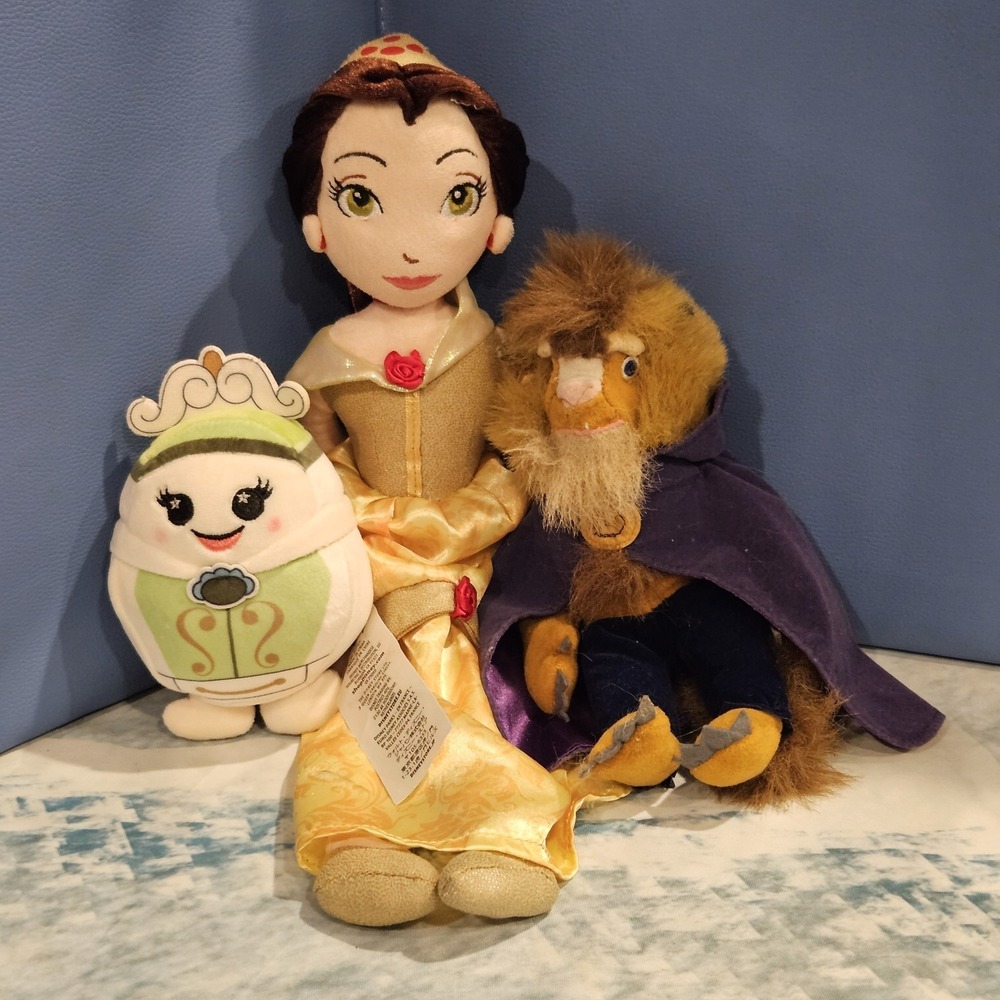 Disney Beauty and the Beast Plush Bundle  Beast Bean Bag Wardrobe Wishable Belle